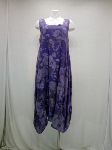 Square Neck Pocket Floral Dress (Purple)